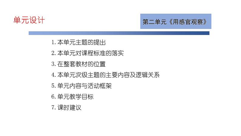 苏教版（2024秋）科学 一年级第二单元《用感官观察》单元解析课件03