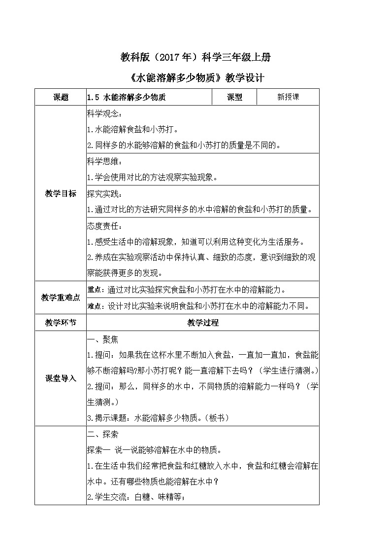 【核心素养】教科版科学三年级上册 1.5 水能溶解多少物质（教学课件+同步教案）01