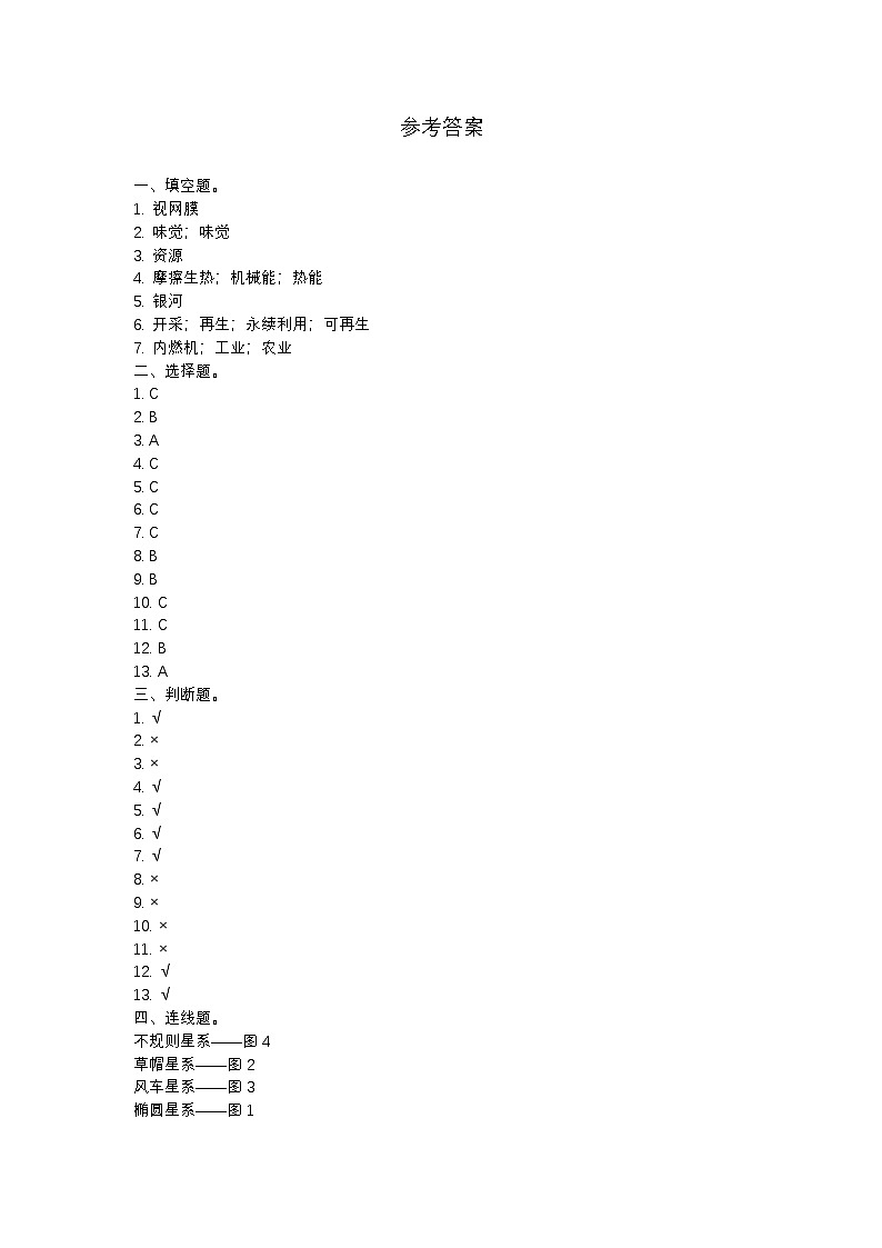 山东省菏泽市牡丹区2023-2024学年六年级下学期期末科学试卷01