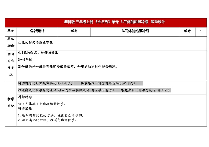 湘科版科学（2017）三年级上册--5.3气体的热胀冷缩（课件+教案）01