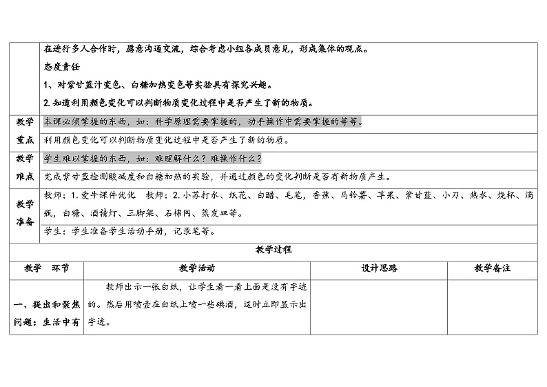 3.颜色变化（教学设计） 2024-2025学年六年级上册科学人教鄂教版02