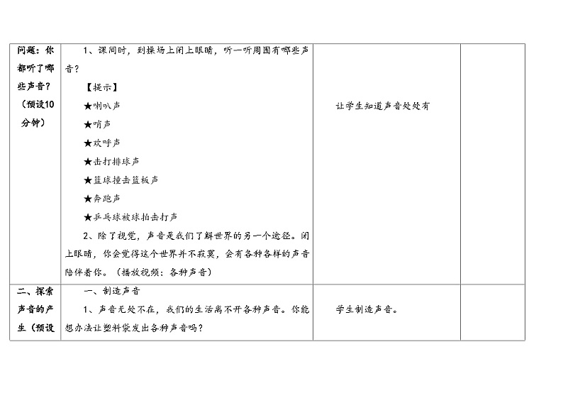 13.声音的产生 （教学设计） 2024-2025学年四年级上册科学人教鄂教版03
