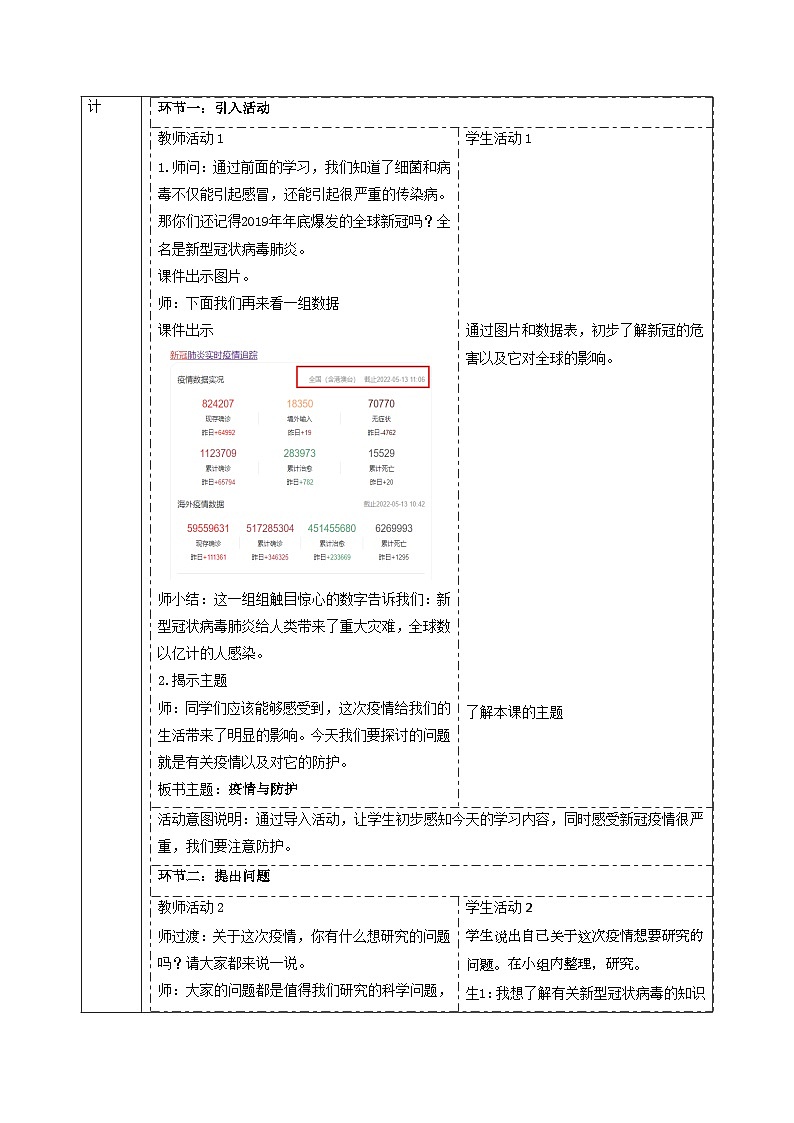 【大单元整体教学】1.5疫情与防护 课时教案第2页