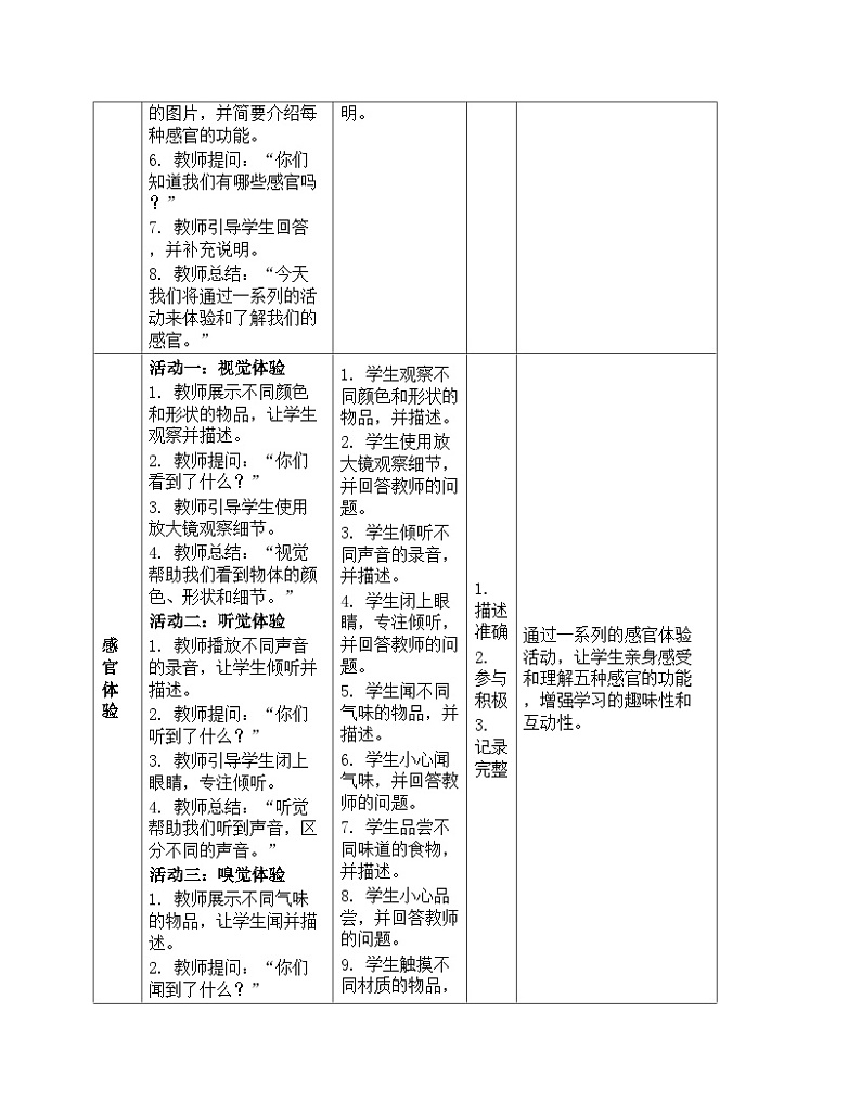 《第二单元 我们自己：5 通过感官来发现》（教学设计）-2024-2025学年教科版科学一年级上册03