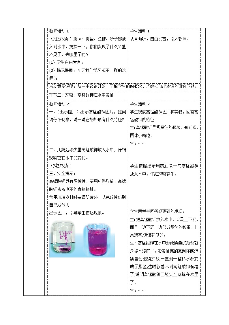 【大单元整体教学】3.1不一样的溶解 课时教案第2页