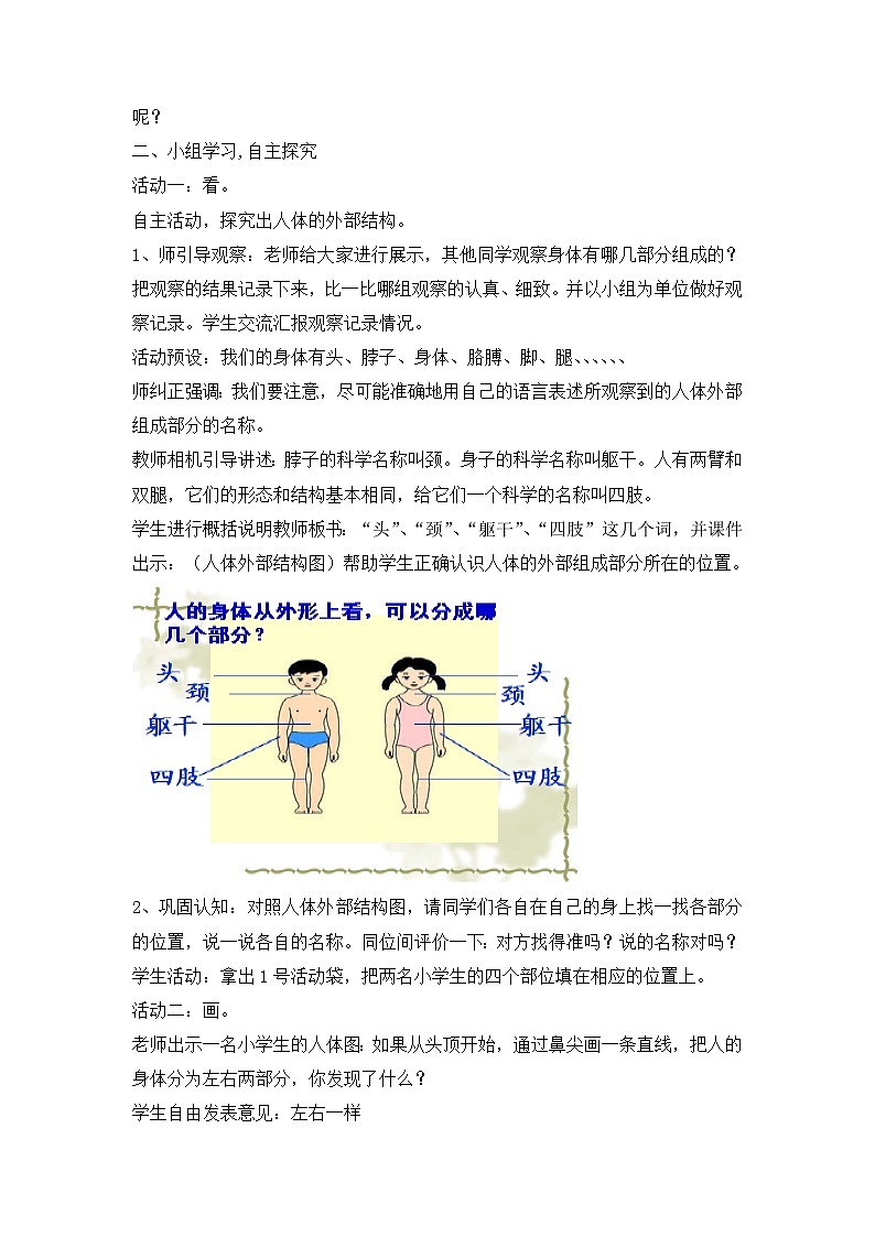 《观察我们的身体》优质教案第2页