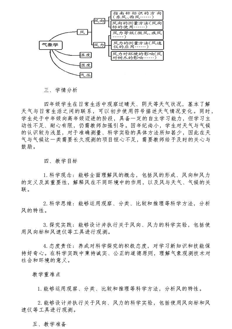 青岛版小学科学四年级上册“天气与气候”第二课时 风向和风力教案第2页