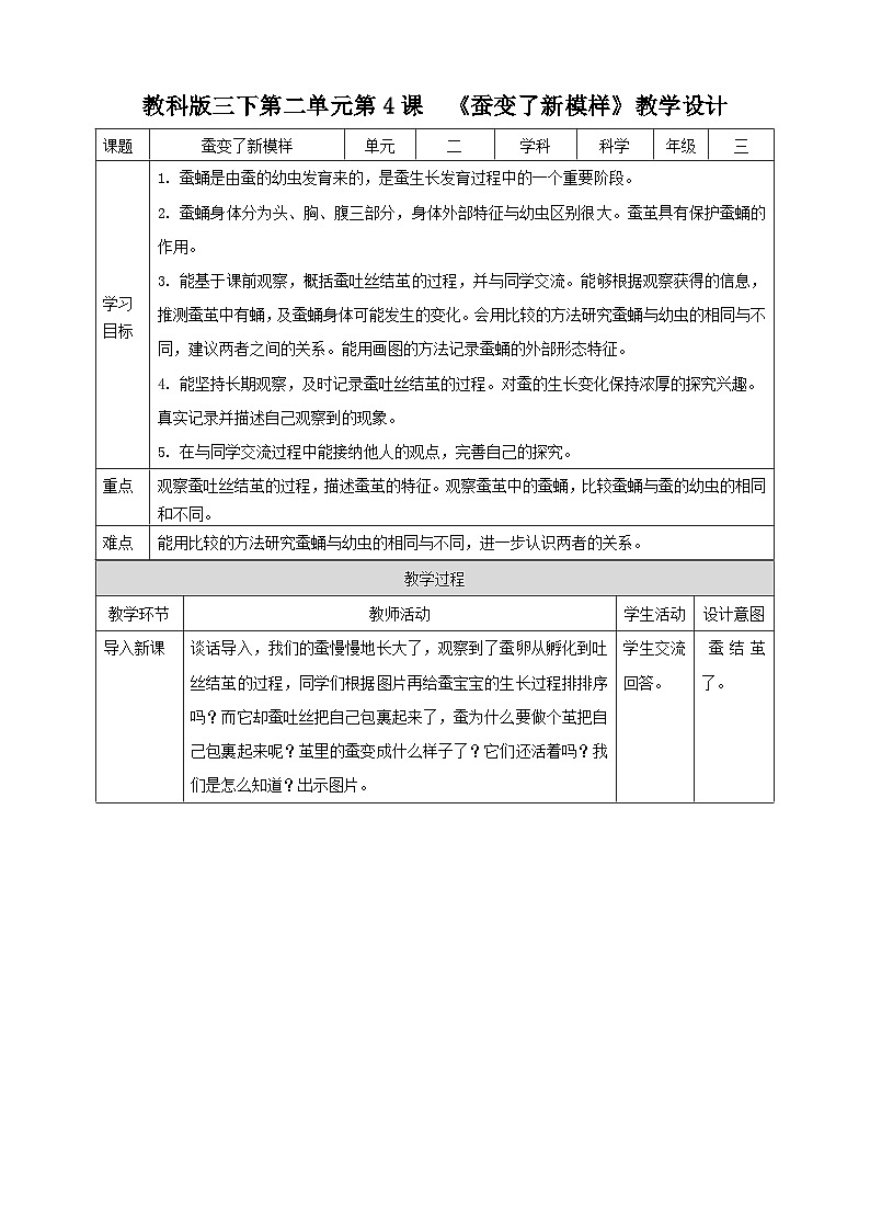 《蚕变了新模样》名师教案第1页
