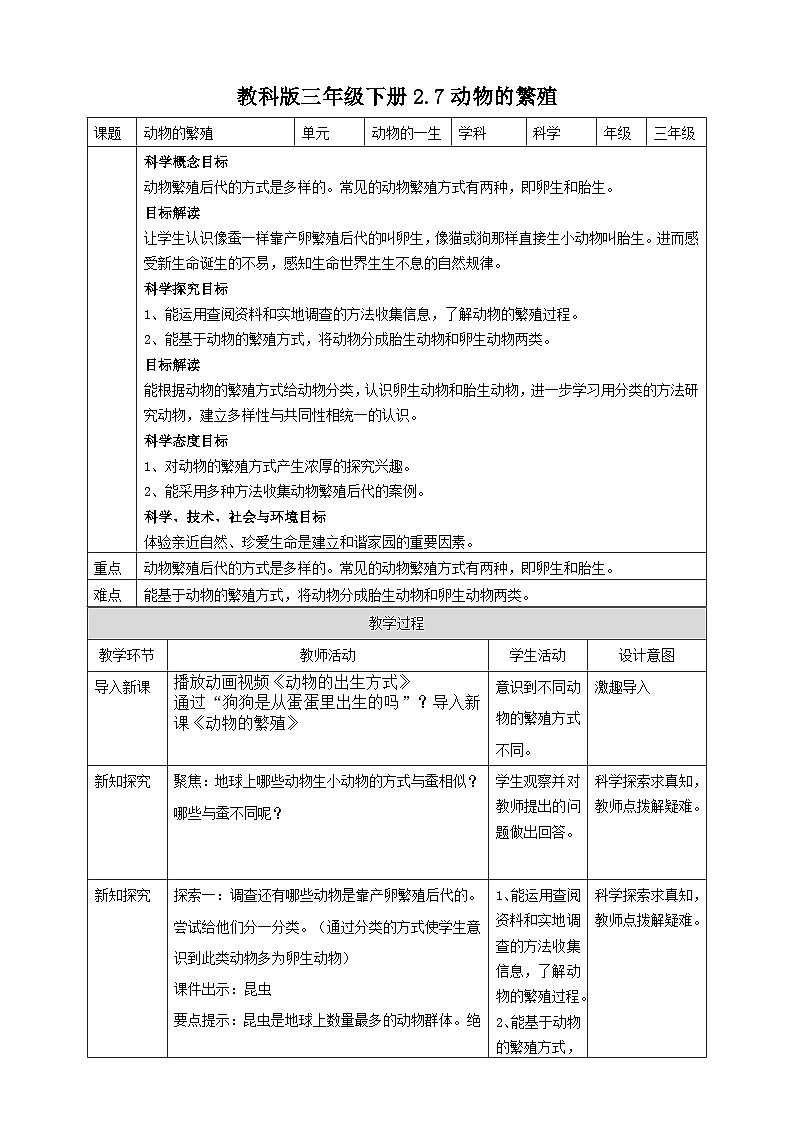 《动物的繁殖》优质教案第1页