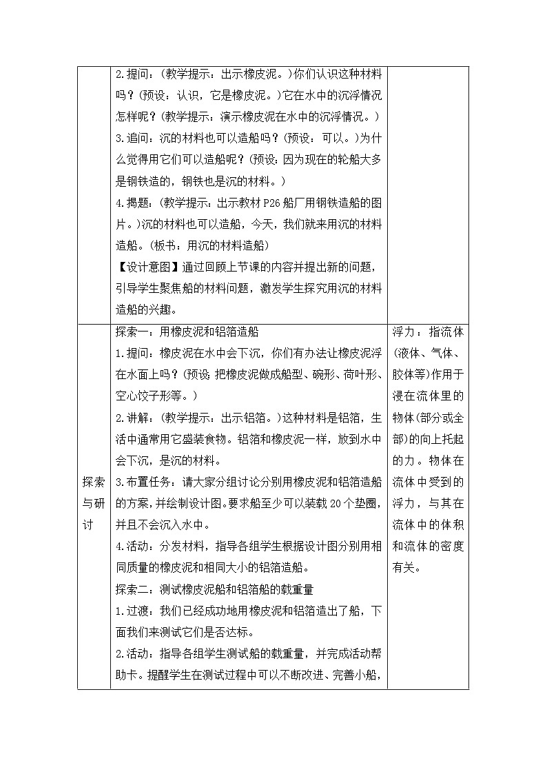 《用沉的材料造船》参考教案第2页