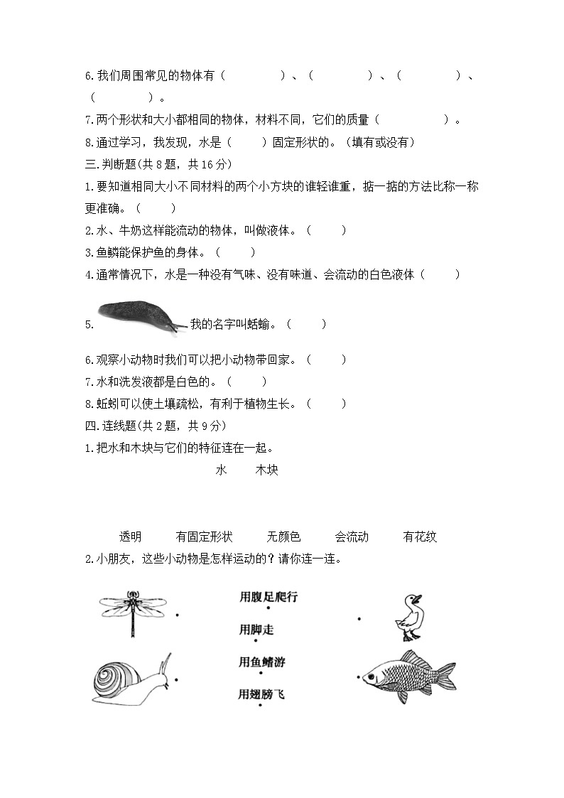 教科版一年级下册科学期末测试卷（培优）02
