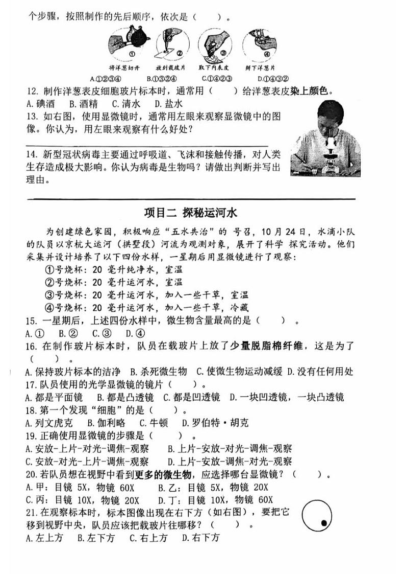 浙江省杭州市拱墅区文渊小学2024-2025学年六年级上学期科学期中测试卷第2页