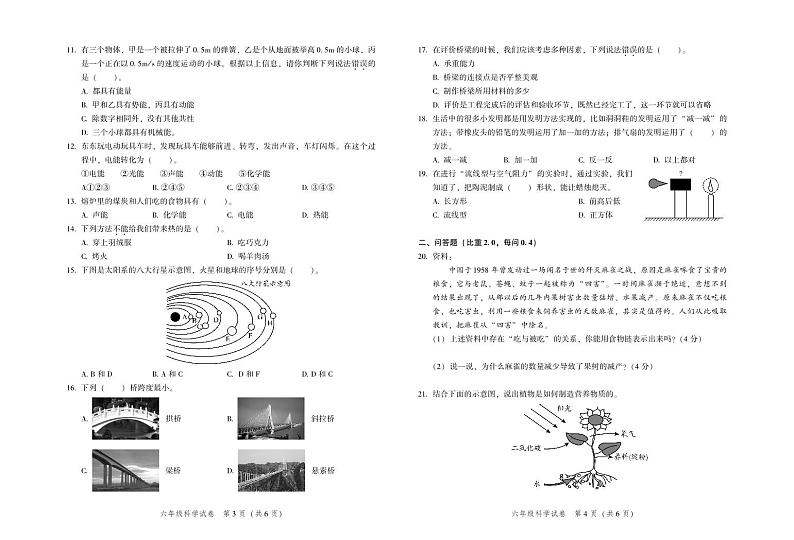 北京市平谷区2023-2024学年三年级上学期期末教学质量监测科学试卷第2页