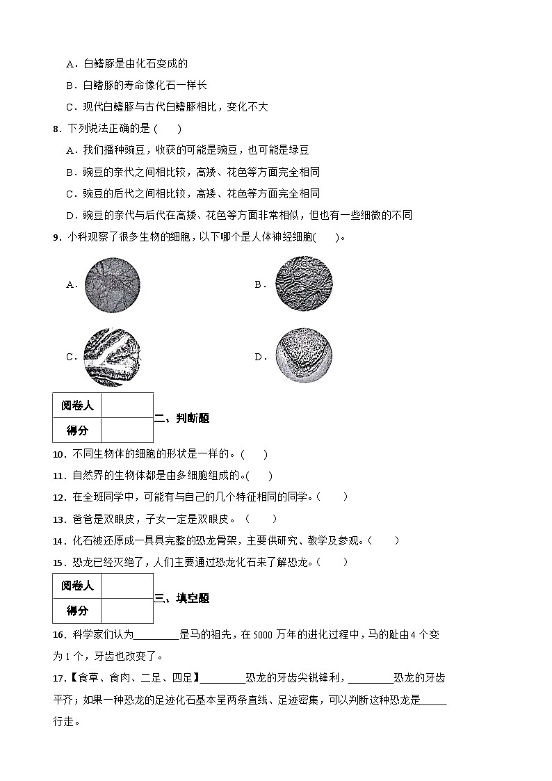 青岛版·六三制小学科学六年级上册第一单元测试题（含实验+答案+解析）第2页