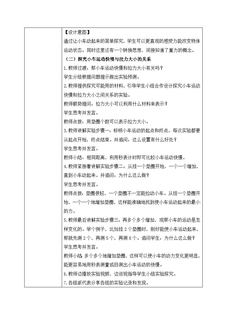 【核心素养目标】教科版 科学 四上 3.1《让小车运动起来》教案（表格式+教学反思）第3页