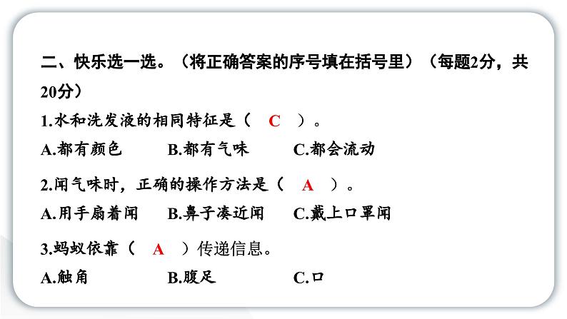 2024教科版科学一年级下册期末测试卷（一） 作业课件ppt第3页