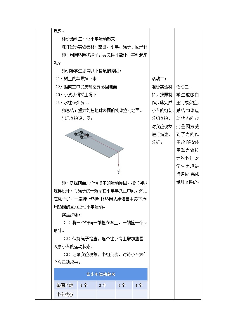 【大单元整体教学】教科版科学四上第三单元《运动和力》第1课 让小车运动起来 课时教案第3页