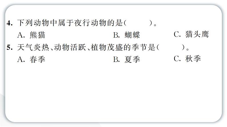 2024教科版科学六年级上册第二单元地球的运动7昼夜和四季变化对生物的影响  作业课件第4页