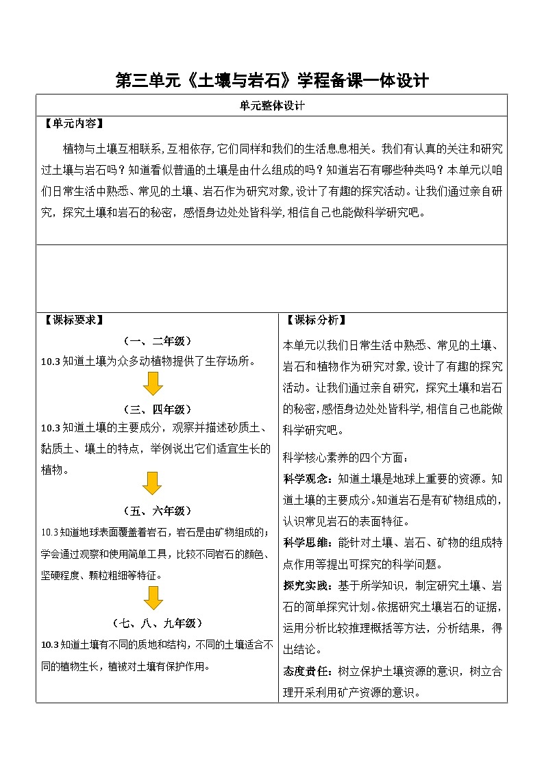 第三单元 土壤与岩石  教学设计  科学三年级上册青岛版第1页