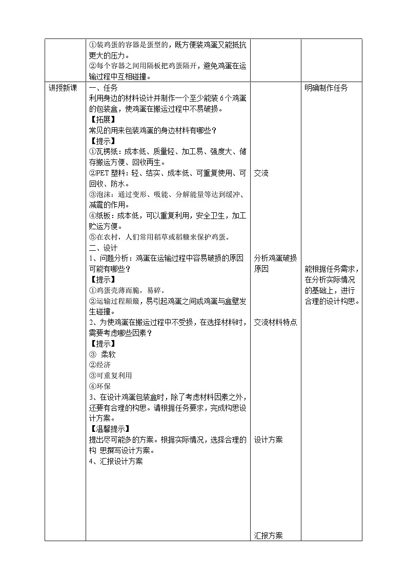 粤教粤科版（2019）科学六下 1.5《设计与制作：鸡蛋包装盒》教案第2页