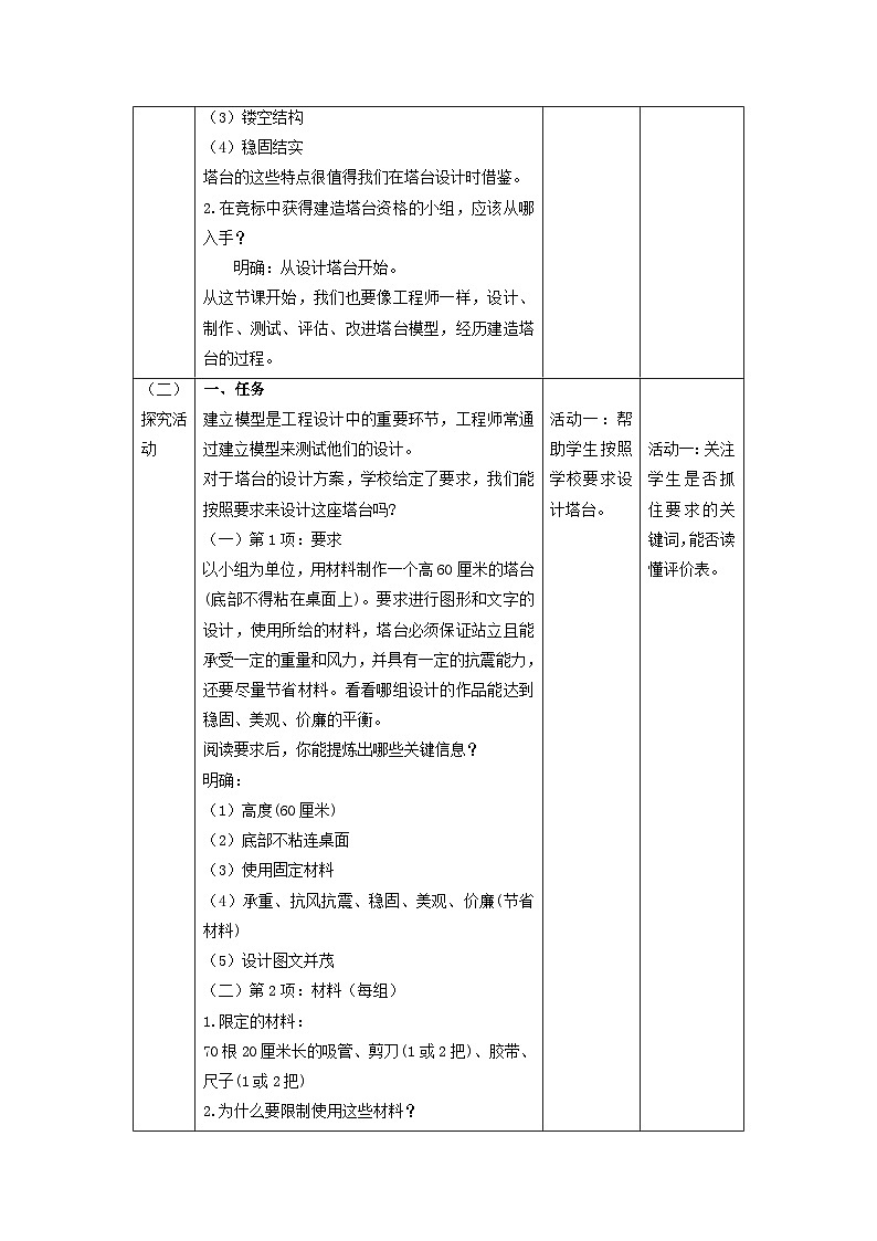 【核心素养】教科版科学六年级下册 1.4《设计塔台模型》教案第2页