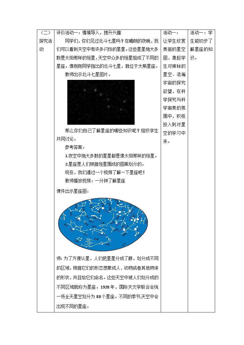 【核心素养】教科版科学六年级下册 3.4《认识星座》教案第2页