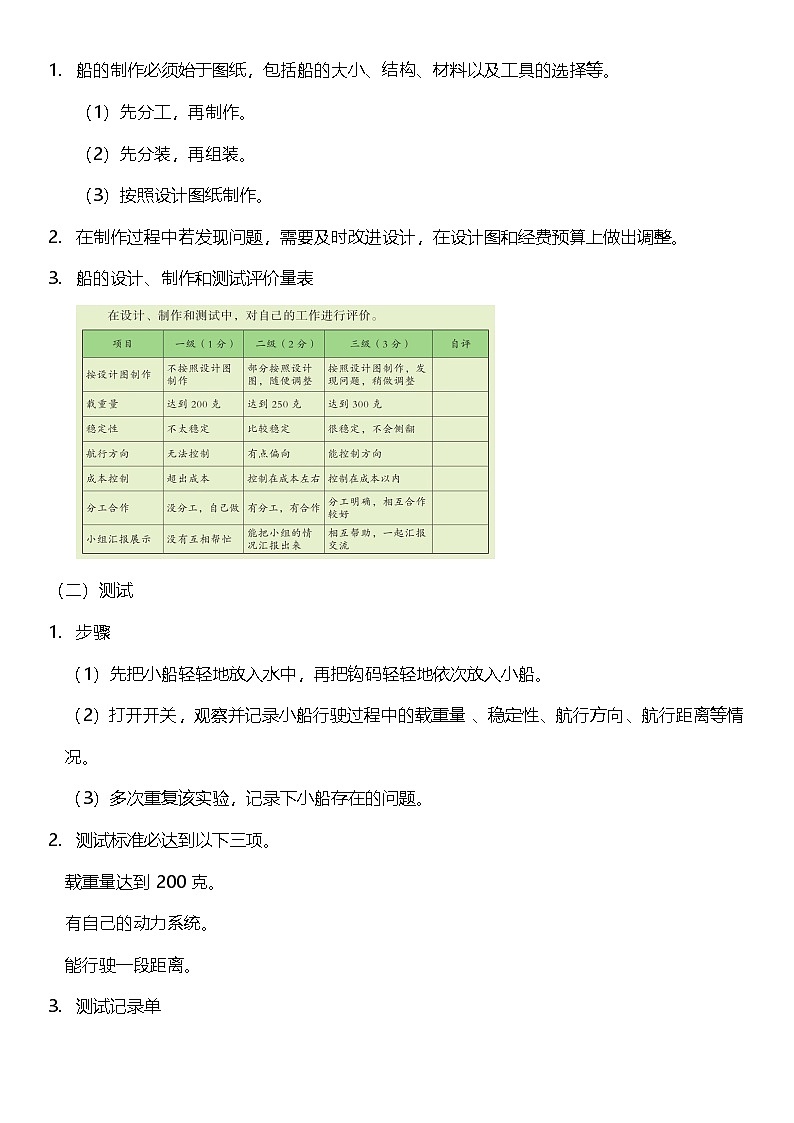 【核心素养】教科版科学五年级下册 2.7《制作与测试我们的小船》教案第2页