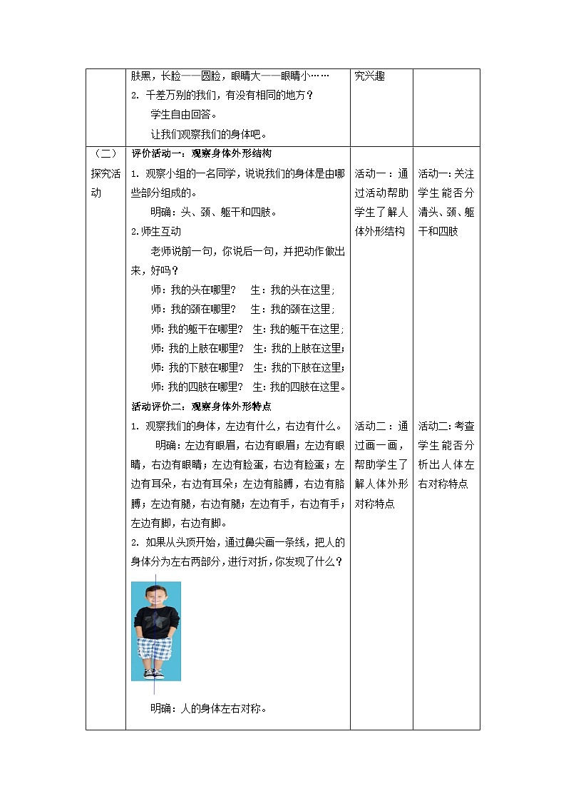 【核心素养】教科版科学二年级下册 2.1《观察我们的身体》教案第2页