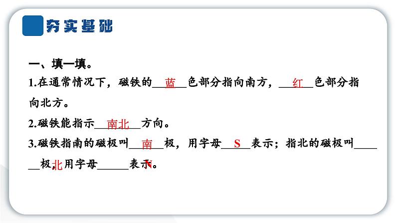 2024教科版科学二年级下册第一单元磁铁4磁极与方向 作业课件第3页