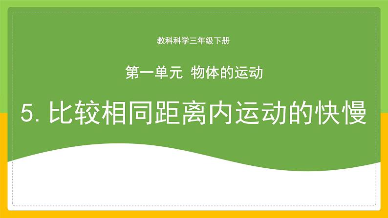 教科版科学三下 1.5《比较相同距离内运动的快慢》课件第1页