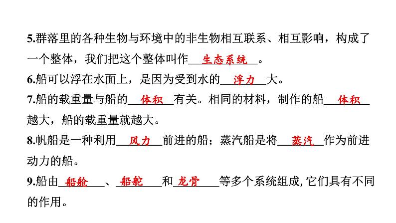 2024教科版科学五年级下册期中测试卷 作业课件ppt第3页