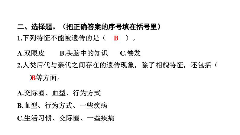 2024教科版科学六年级下册第二单元生物的多样性5 相貌各异的我们 作业课件ppt第4页