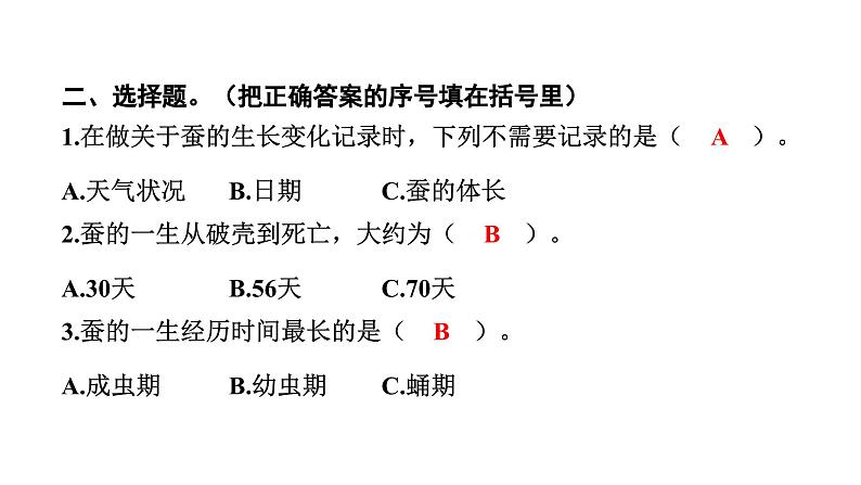 2024教科版科学三年级下册第二单元动物的一生6 蚕的一生 作业课件ppt第5页