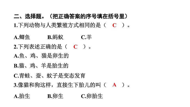 2024教科版科学三年级下册第二单元动物的一生7 动物的繁殖 作业课件ppt第4页