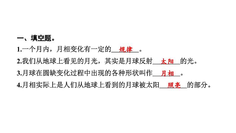 2024教科版科学三年级下册第三单元太阳、地球和月球4 月相变化的规律 作业课件ppt第3页