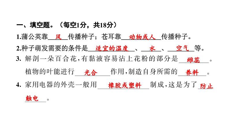 2024教科版科学四年级下册期中测试卷 作业课件ppt第2页