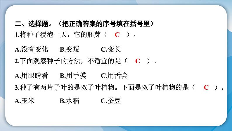 2024教科版科学四年级下册第一单元植物的生长变化1 种子里孕育着新生命 作业课件ppt第4页