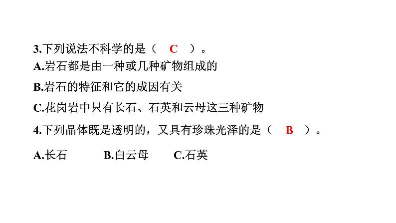 2024教科版科学四年级下册第三单元岩石与土壤3 岩石的组成 作业课件ppt第5页