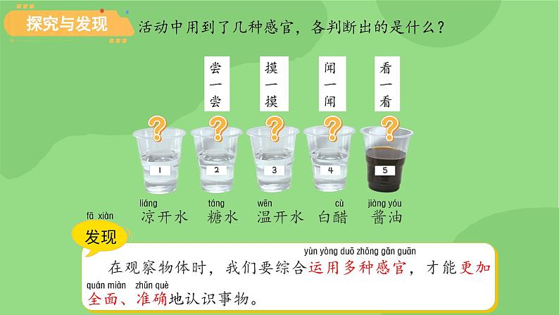 科学冀人版一年级上册（2024）第4课 感官帮助我 课件第8页