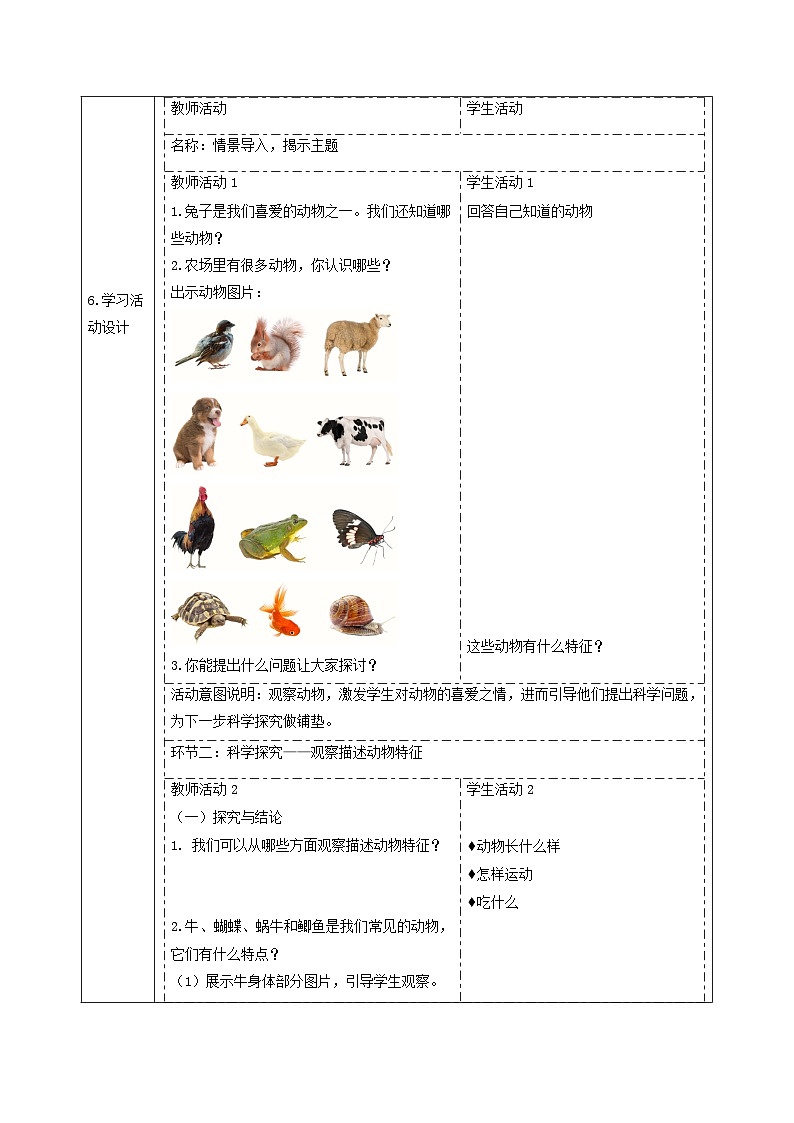 【大单元整体教学】2.2《常见的动物》课时教案第2页