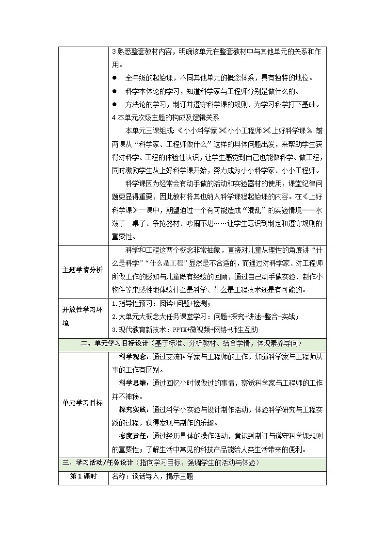【大单元整体教学】第一单元《走进科学》整体设计第2页