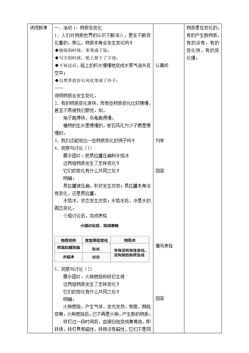 教科版科学六下2.1《我们身边的物质》教案第2页