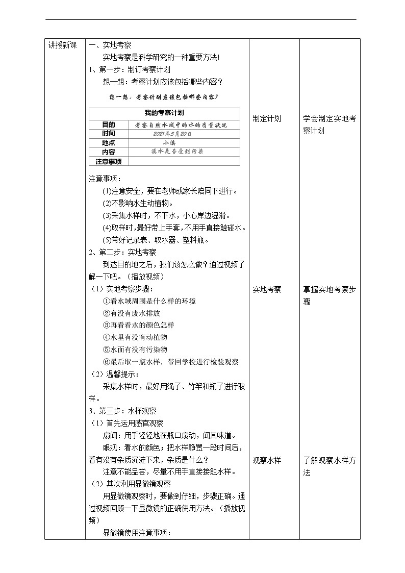 教科版科学六下4.7《考察家乡的自然水域》教案第2页