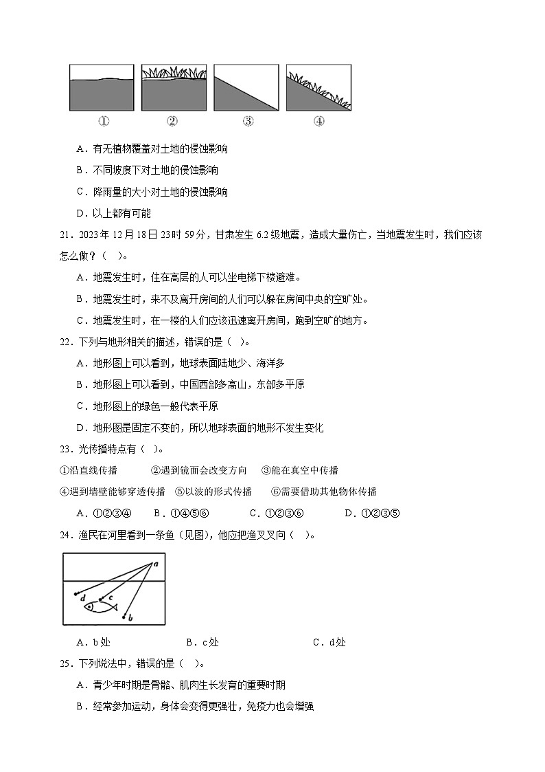 2024-2025学年五年级科学上学期期末真题模拟试卷（教科版+含答案解析）第3页