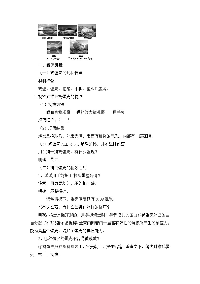 苏教版（2017）科学五下 2.6《蛋壳与薄壳结构》教案第2页