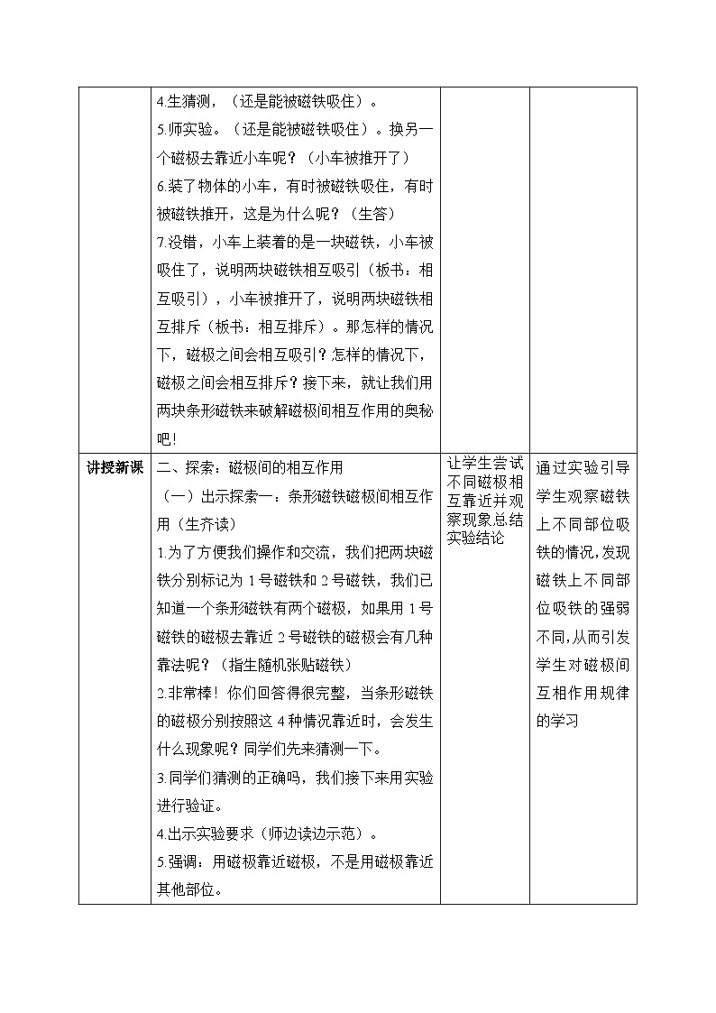磁极之间相互作用 教学设计第2页
