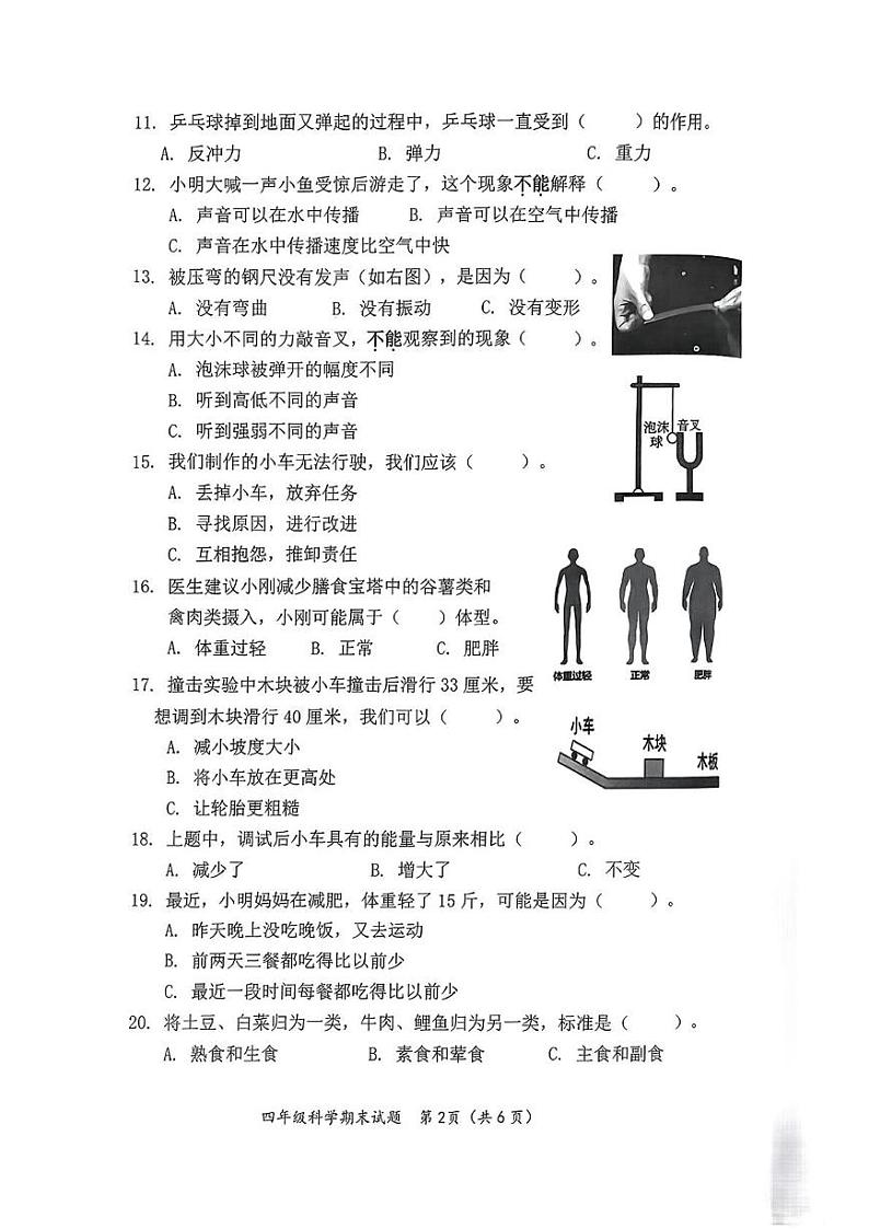 浙江省台州市温岭市2024-2025学年四年级上学期期末科学试题第2页