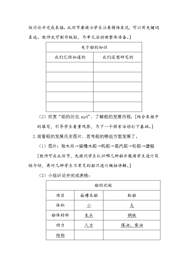 2.1 船的历史（教学设计）（教科版）第3页
