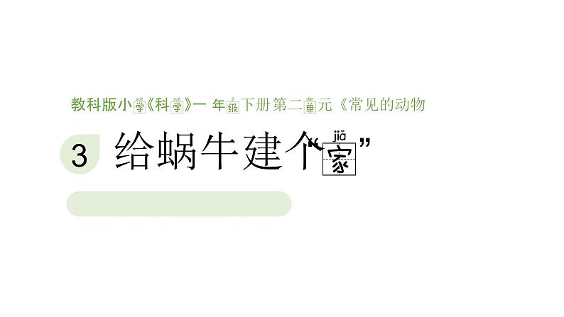 小学科学新教科版一年级下册第二单元第三课《给蜗牛建个“家”》教学课件（2025春）第1页