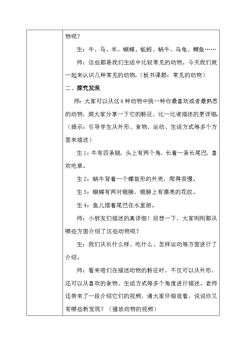 【核心素养】大象版小学科学一年级上册     2.常见的动物    教案第2页